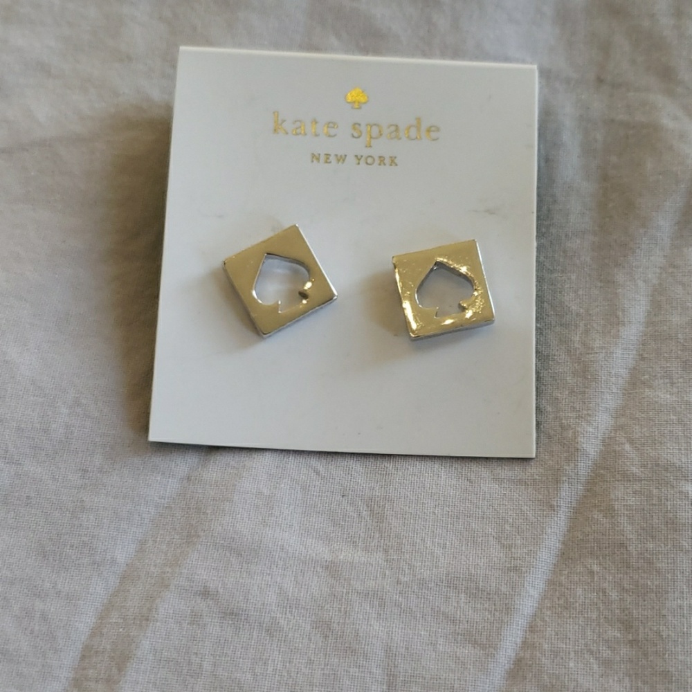 Kate Spade Statement Silver Cut Out Spade Earrings